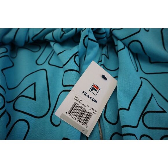 Fila SX211151 Women's Sz 1X Curacao Blue/Black Printed Full Zip Hooded Jacket - Picture 7 of 13
